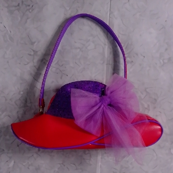 Red Hat Society Red & Purple Sequin Hat Shaped Purse - Picture 2 of 6